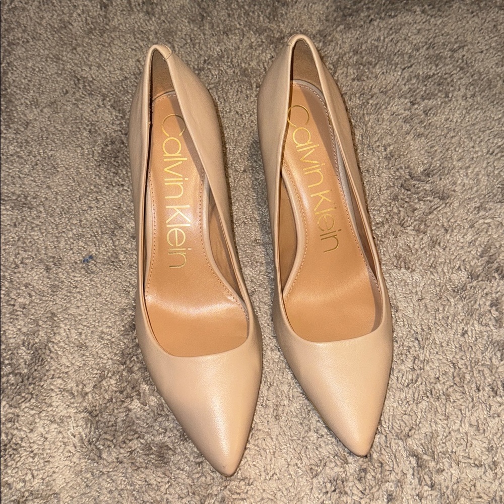 Calvin Klein Beige Pointed Toe Pumps